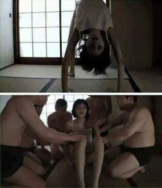 Hình ảnh ma nữ bị nhiều người đàn ông vây quanh - Kho Ảnh Chế