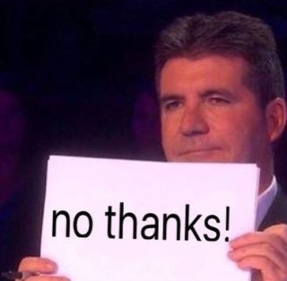 Simon cầm tờ giấy có chữ No thanks! - Kho Ảnh Chế